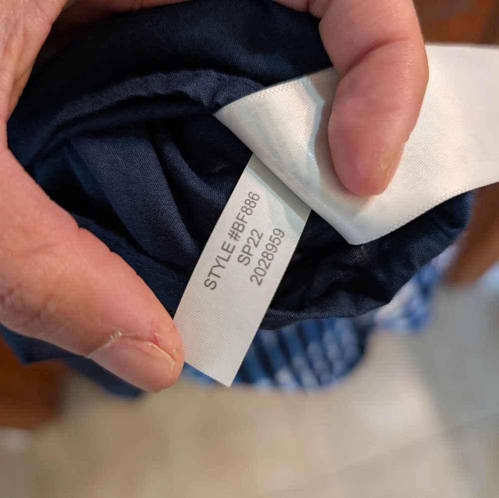 J Crew Factory Tie Dye Blue White Tiered Midi Dress 100% Cotton Pocket Sz 6 Belt - Picture 12 of 16